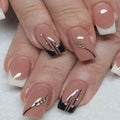 LH ORIGINAILS ready-to-wear manicure set 24 press-on nails + 5 square french rhinestone accessories