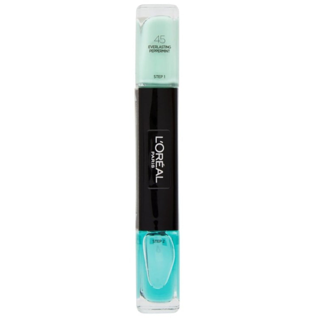 L'Oréal Infallible 2-in-1 nail polish duo, color + top coat, 45 Everlasting Peppermint, 2x5ml