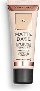 MAKEUP REVOLUTION Matte Base Foundation full coverage smoothing F6 28ml vegan