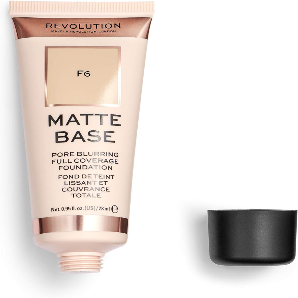 MAKEUP REVOLUTION Matte Base Foundation full coverage smoothing F6 28ml vegan