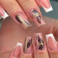LH ORIGINAILS ready-to-wear manicure set, 24 gold ballerina press-on nails + 5 accessories