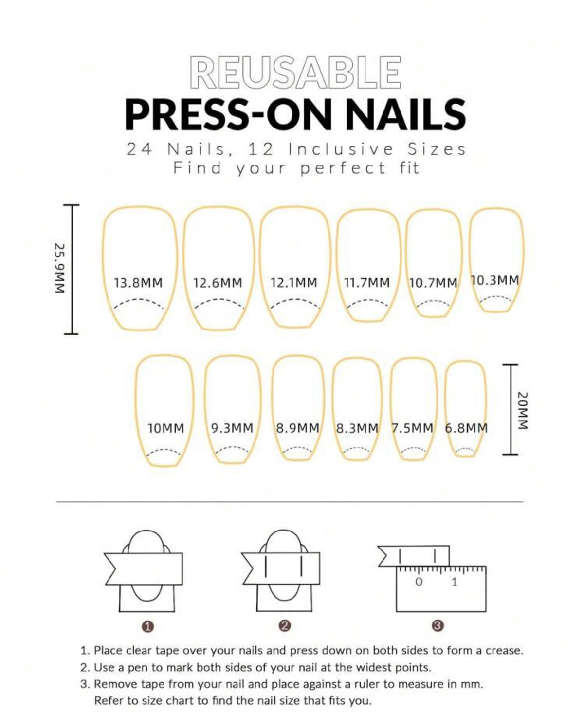 LH ORIGINAILS ready-to-wear manicure set 24 press-on nails + 5 matte rhinestone accessories
