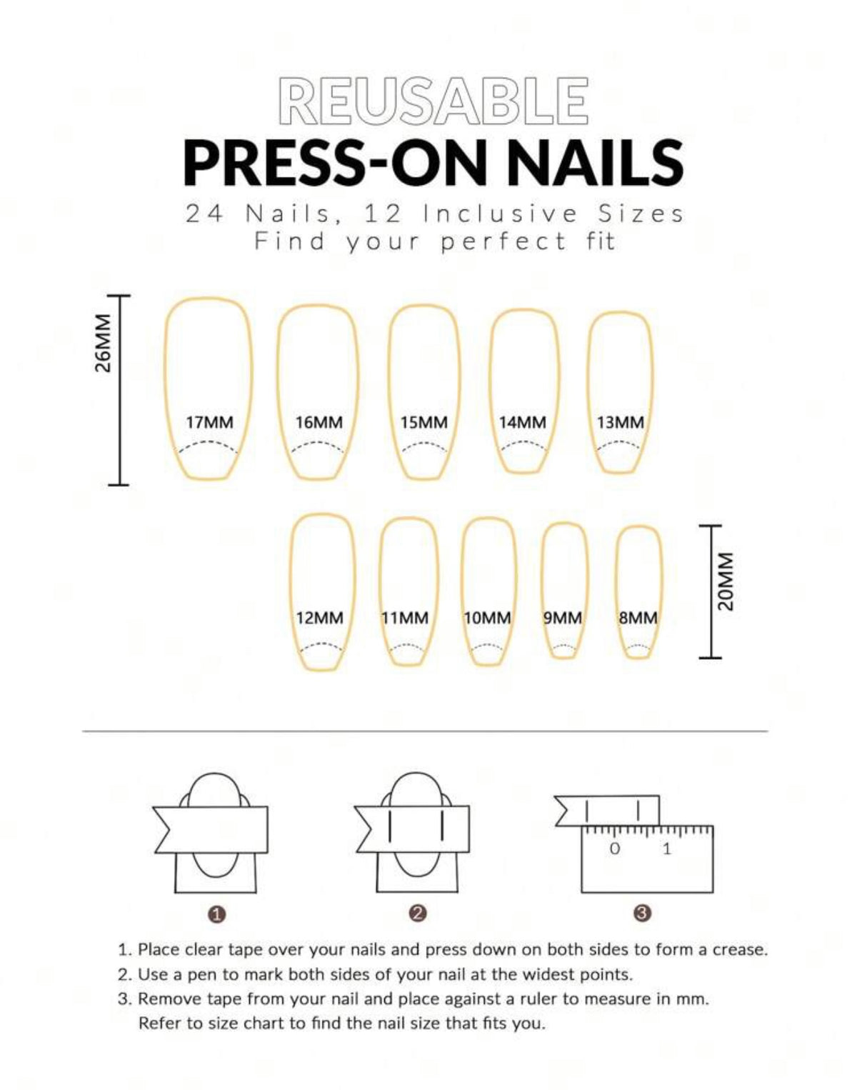 LH ORIGINAILS ready-to-wear manicure set 24 ballerina nail tips + 5 accessories