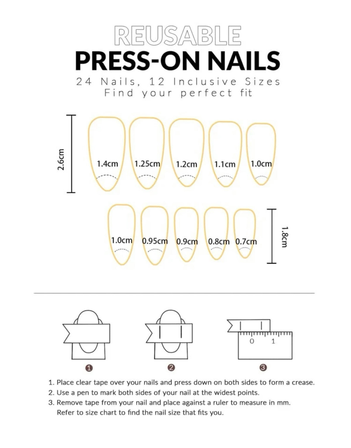 LH ORIGINAILS ready-to-wear manicure set 24 press-on nails + 5 almond-shaped accessories