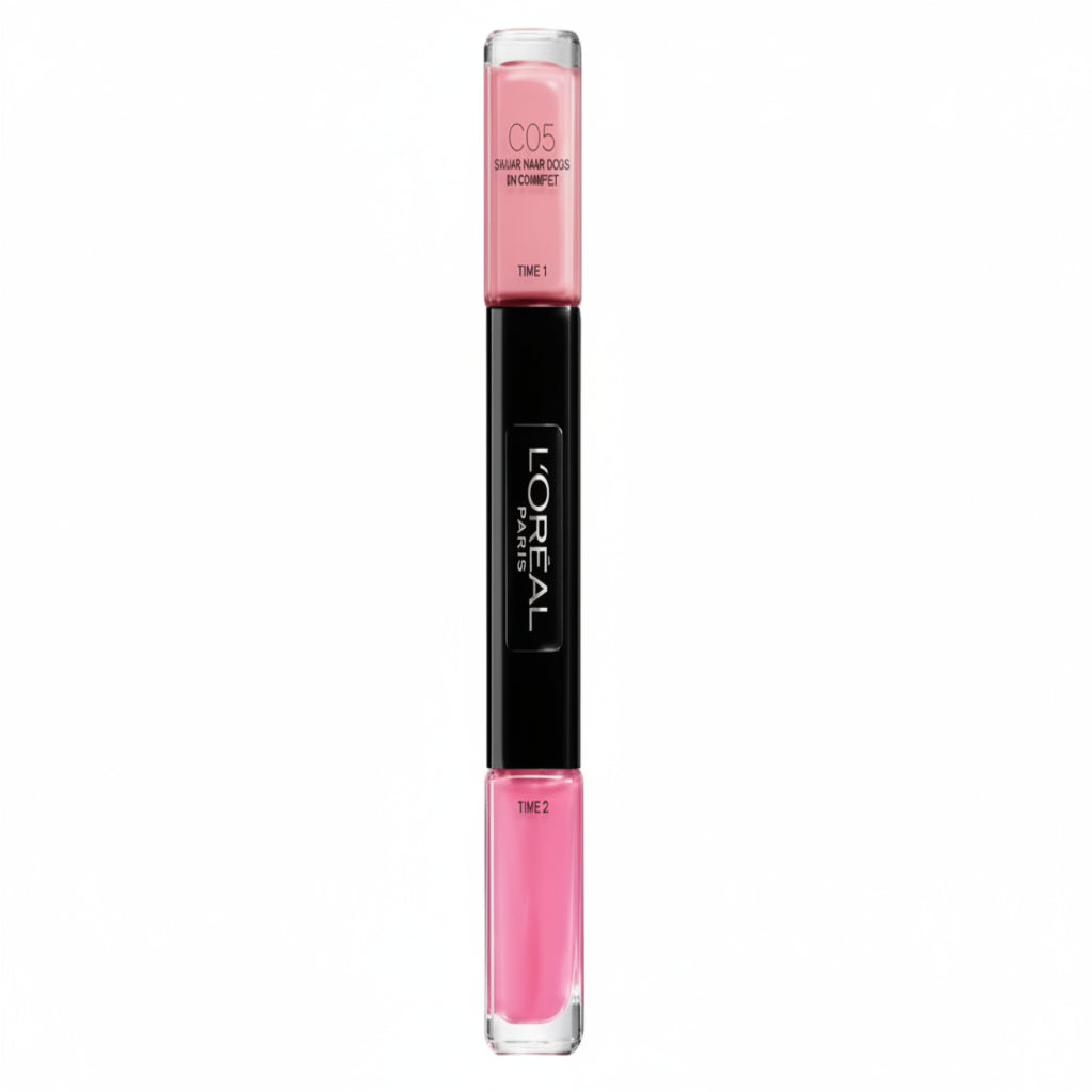 L'Oréal Infallible 2-in-1 nail polish duo, color + top coat, 005 Irresistible Candy, 2x5ml