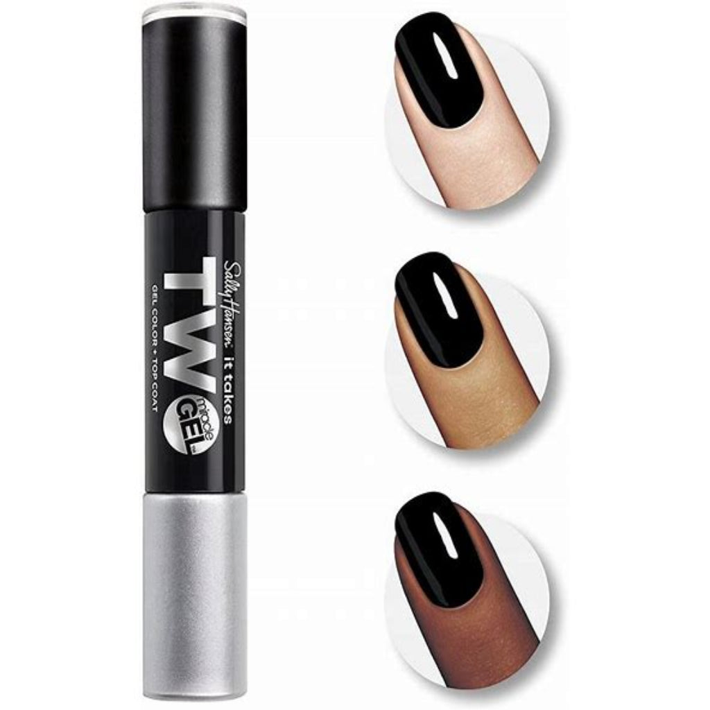 Sally Hansen Color+Top Coat nail polish duo 990 onyx-pected 2x3.75ml