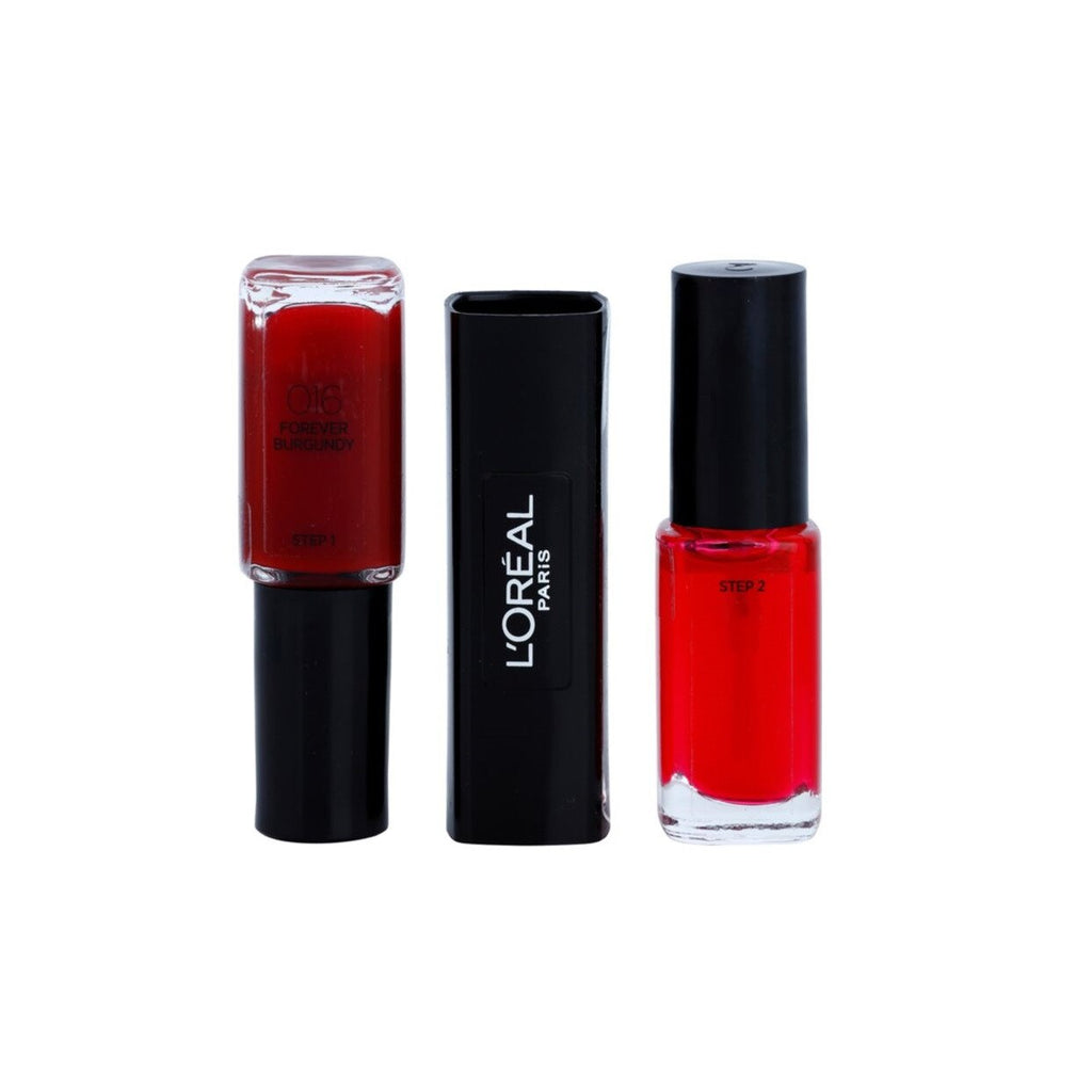 L'Oréal Infallible 2-in-1 nail polish duo, color + top coat, 016 Forever Burgundy, 2x5ml
