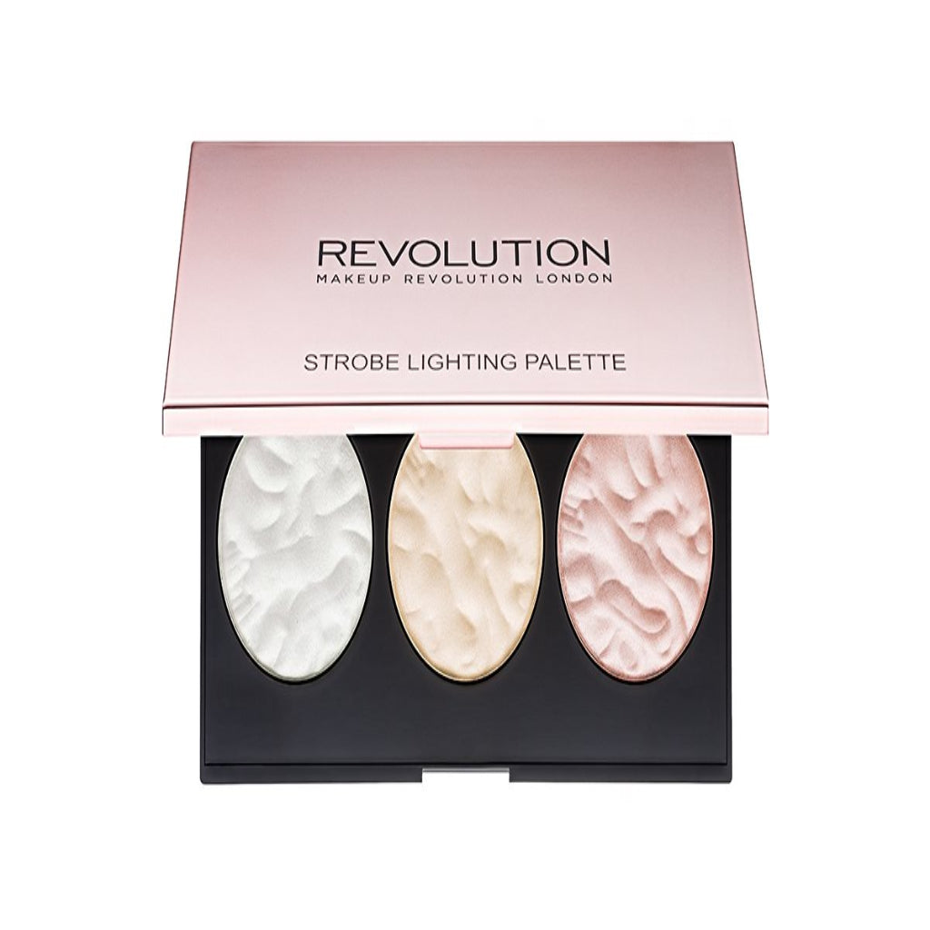 MAKEUP REVOLUTION Strobe Lighting Palette, 3 highlighters, 3.83g