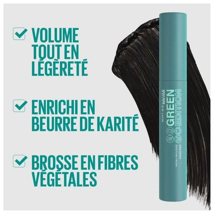 MAYBELLINE NEW YORK Green Edition mascara 001 blackest black 9ml vegan
